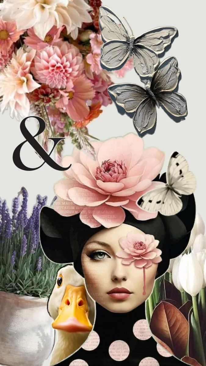 Whimsical floral collage